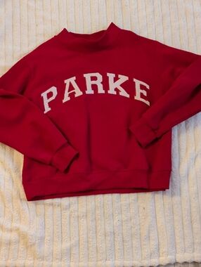 Parke Dark Red Crewneck Sweatshirt with White Lettering